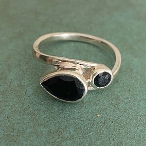 Black onyx sterling silver ring